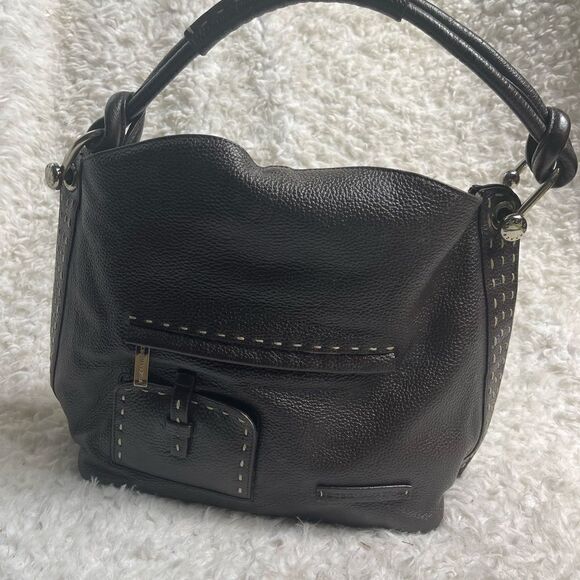 BCBGMAXAZRIA Hobo Leather dark Brown Bag Stitching accent,silver tone hardwares - Picture 7 of 16